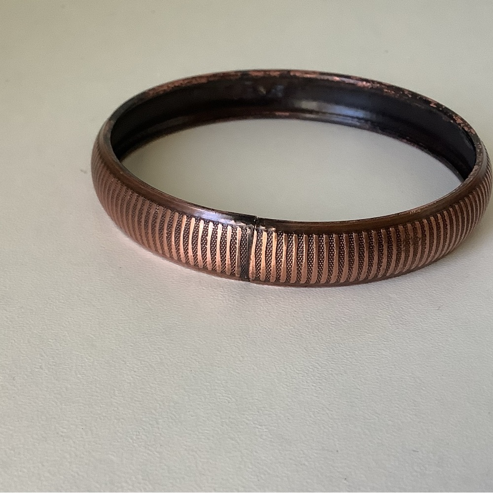 NWOT Solid Copper ribbed ottoman bangle bracelet